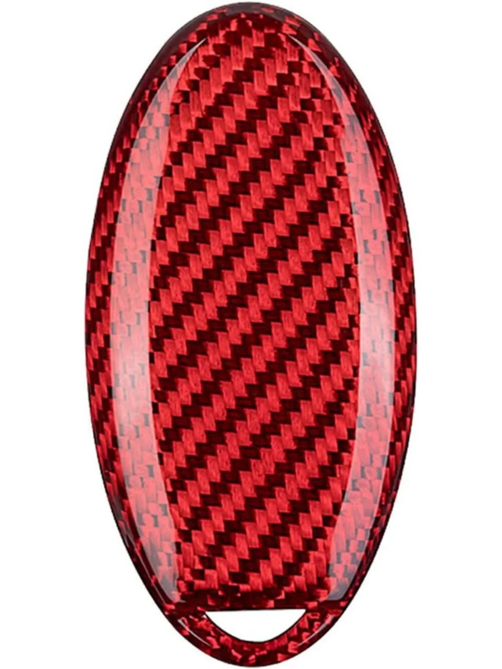 Sleek Carbon Fiber Key Fob Cover for Nissan Models - Smart Remote Case, Red